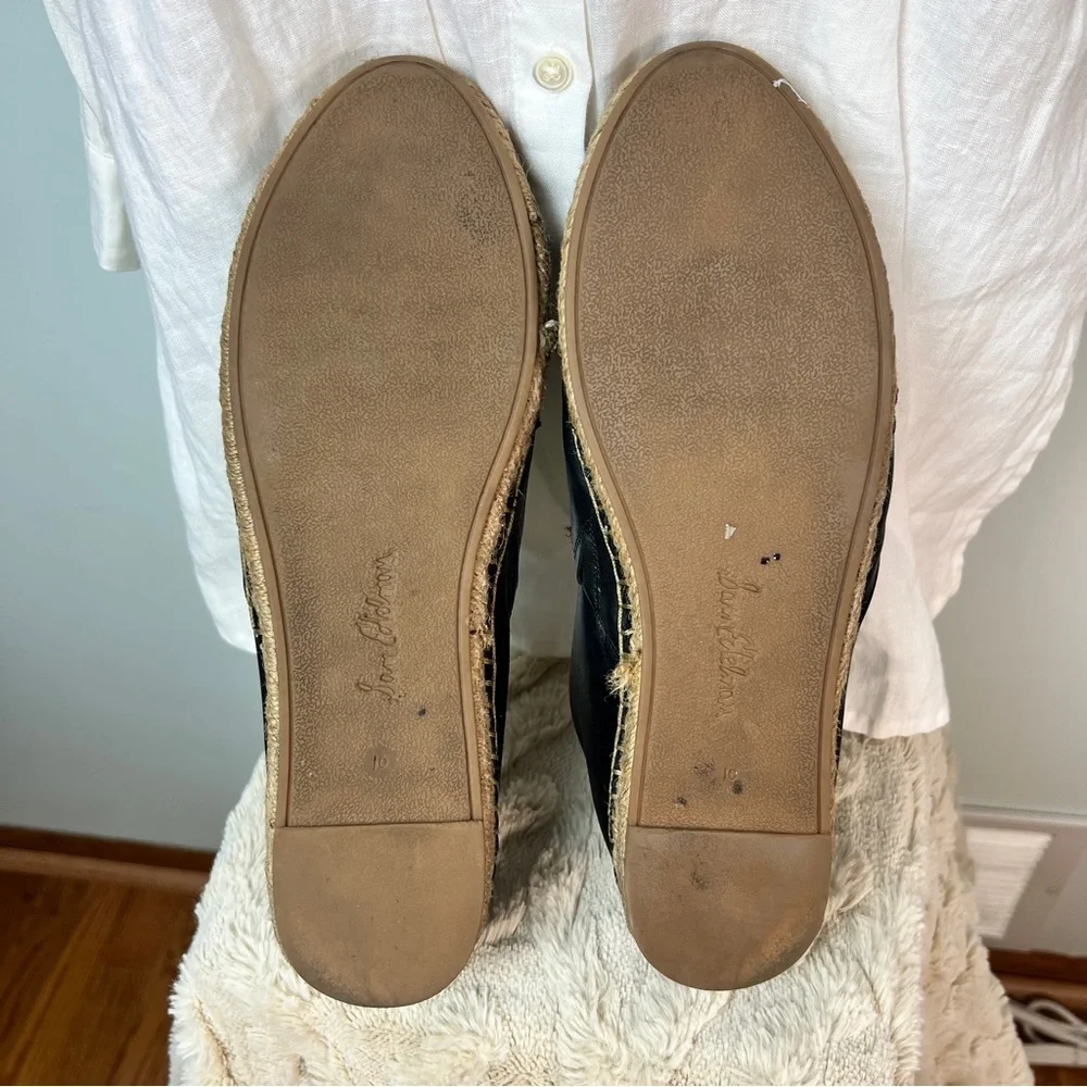 Sam Edelman Kesia Black Leather Espadrilles Slip-On Flats Women’s Size 10